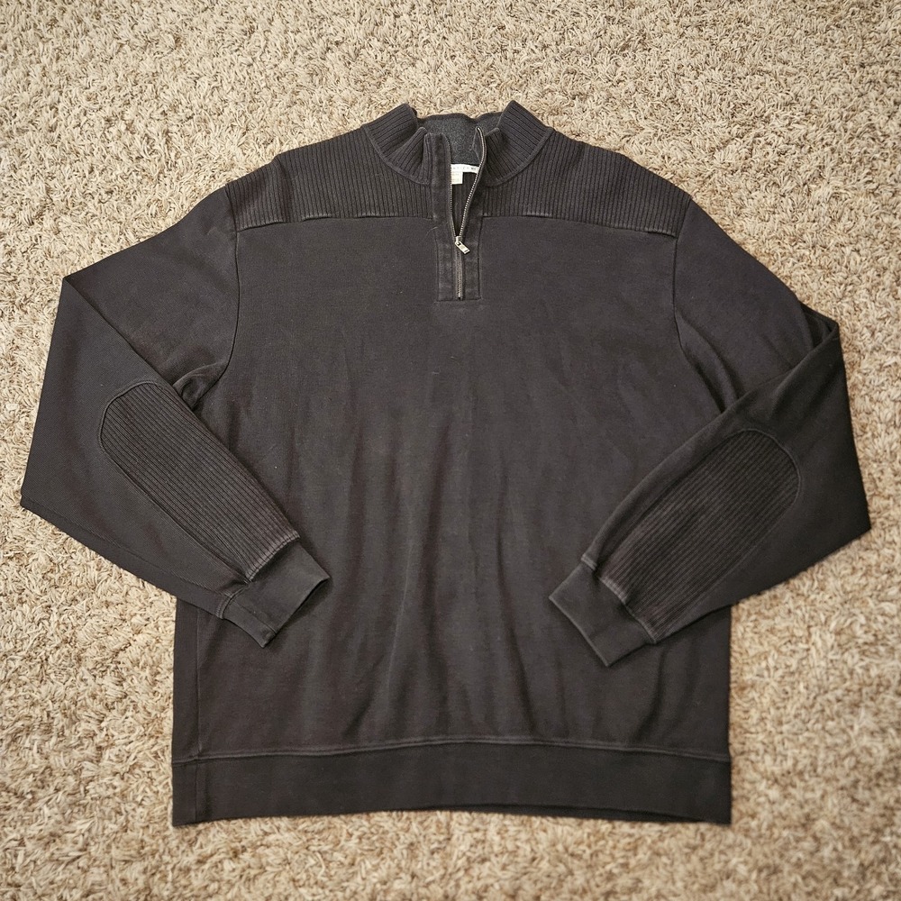 Cutter &‎ Buck Men's 1/4 Zip Pullover 100% Pima Cotton Black Size XL Ribbed